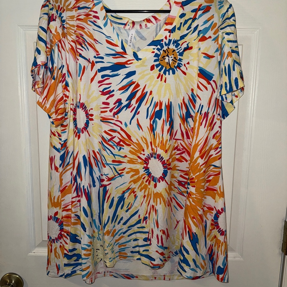 Colorful Short Sleeve Women's Top